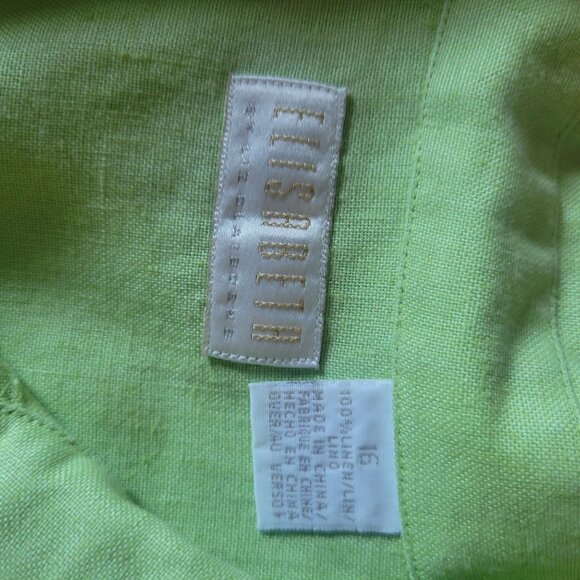 Elisabeth Womens Long-Sleeve Light Green Button-Up Linen Shirt Size 16 - Picture 4 of 6
